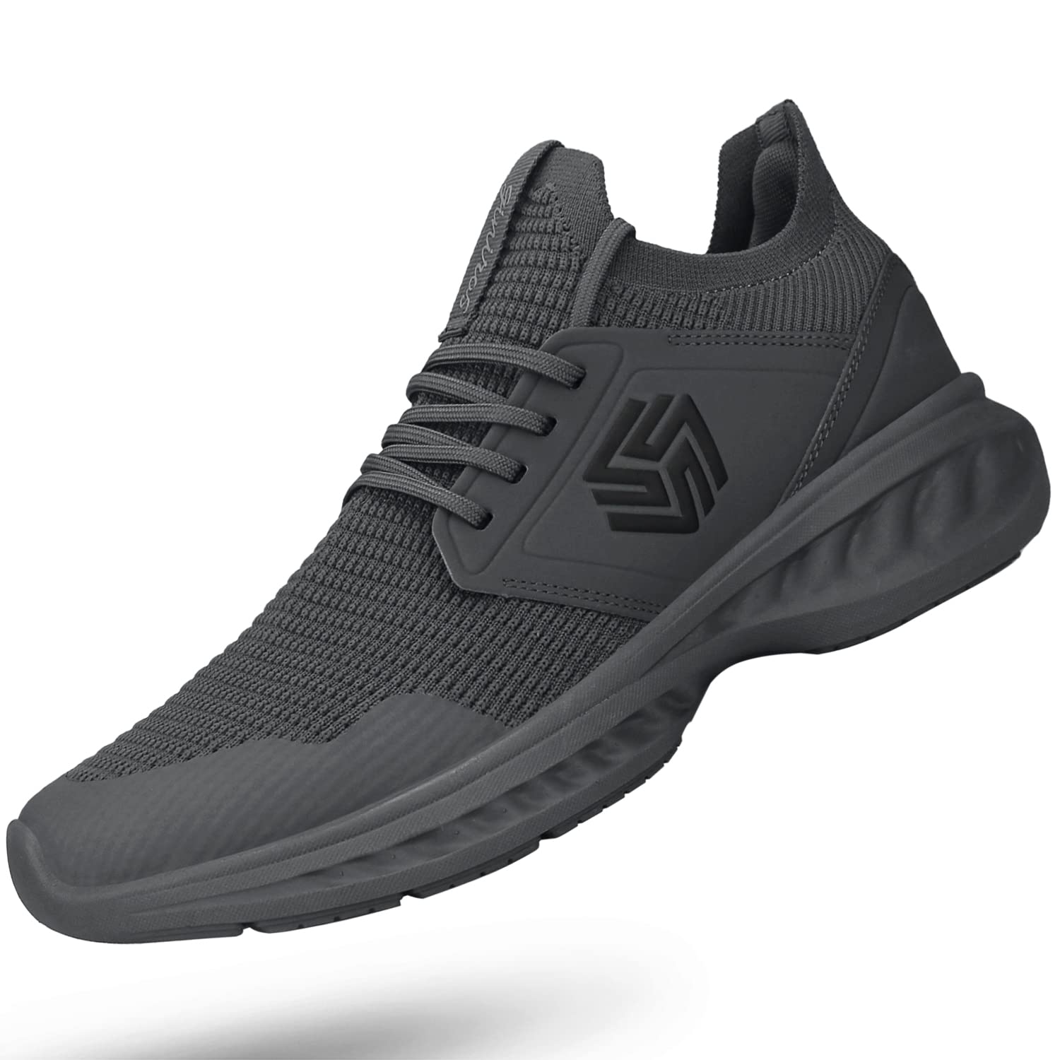 Photo 1 of Giniros Mens Slip On Walking Shoes Non Slip Running Shoes Breathable Workout Shoes Lightweight Gym Sneakers Dark Grey Size 10.5