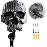 Tooyuart Helmet Holder,Skull Helmet Holder Wall Mount Helmet Rack with Hooks Helmet Hanger for Coats,Caps,Baseballs,Rugby Helmet,Motorcycle Accessories