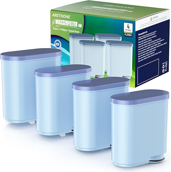 ARETHONE Wasserfilter für Philips AquaClean CA6903/10 CA6903/22 CA6707/20, Kompatibel mit Saeco und Philips Latte Go Kaffeevollautomaten Filter, Reduziert Verunreinigungen(4 Stück)