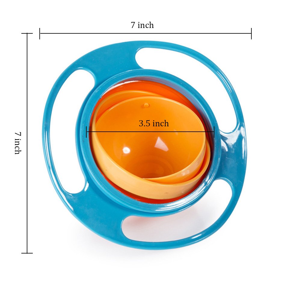 Baby Bowl Children Tableware Non Spill Bowl Toy Dishes Universal 360 Rotate Avoid Food Spilling Food Snacks Bowl Lunch Box Children Christmas Gifts (Blue)