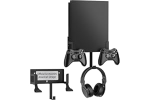NYMUS Wall Mount Kit with Detachable 2 Controller Holder & Headphone Hanger, Metal Wall Mount Holder Compatible with Xbox One X, Black