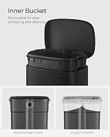 SONGMICS Kitchen Bin 30 L Pedal Rubbish Bin Soft Close Steel Black LTB03BK view 5