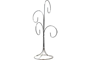 BANBERRY DESIGNS 4 Arm Ornament Stand 13" H - Silver Ornament Tree Displays 4 Ornaments Smooth Chrome Finish