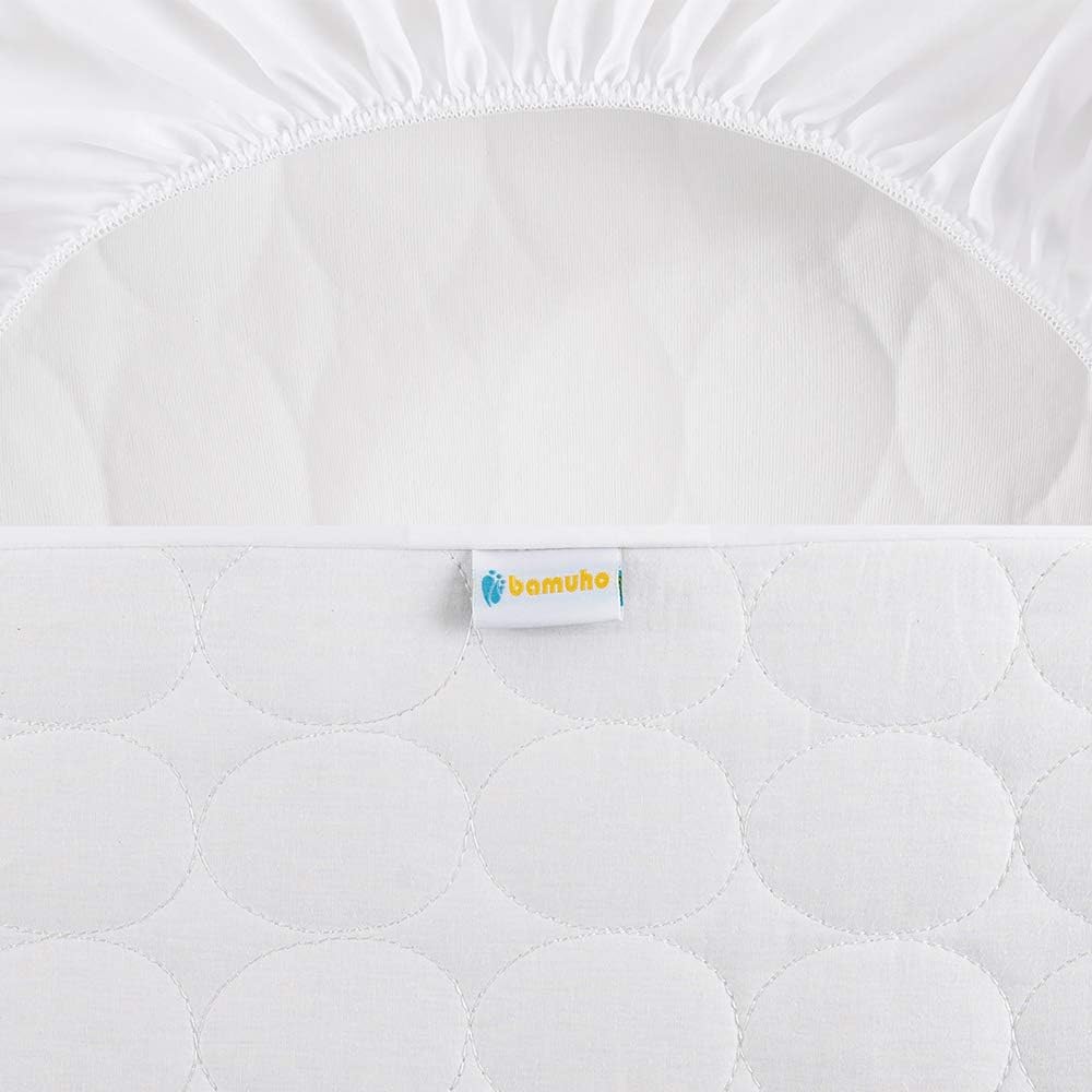 Bamuho Crib Mattress Cotton Pad/Protector,Quilted Waterproof with Highly Absorbent, Fitted for 52" × 28" Standard Crib Mattress: Home & Kitchen