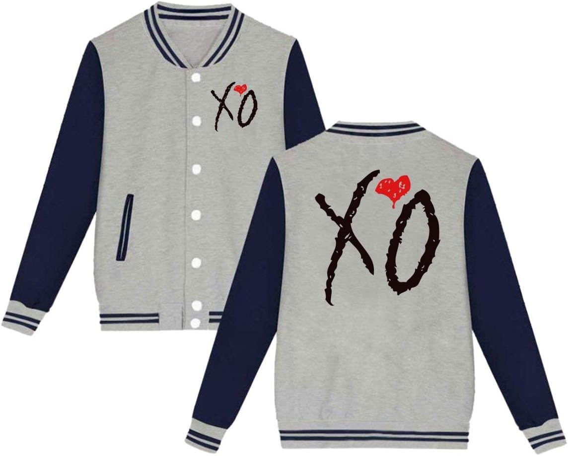 XO The Weeknd Heart Baseball Jacket Uniform Unisex Hoodie Fashion Sweater Coat