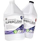 Superclear Table Top Epoxy Resin 2 Gallon Kit, Crystal Clear 1:1 Coating | Self-leveling coating for bar tops, countertops, tumblers &amp; wood. Anti-yellowing, UV resistant, food-safe, Made in USA