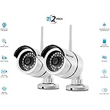 Vimtag B1 [2 Pack] White Outdoor Camera, Wi-Fi, Video Monitoring, Surveillance, Security Camera, Plug/play, Night Vision, (32 GB SD Card Pre Installed)
