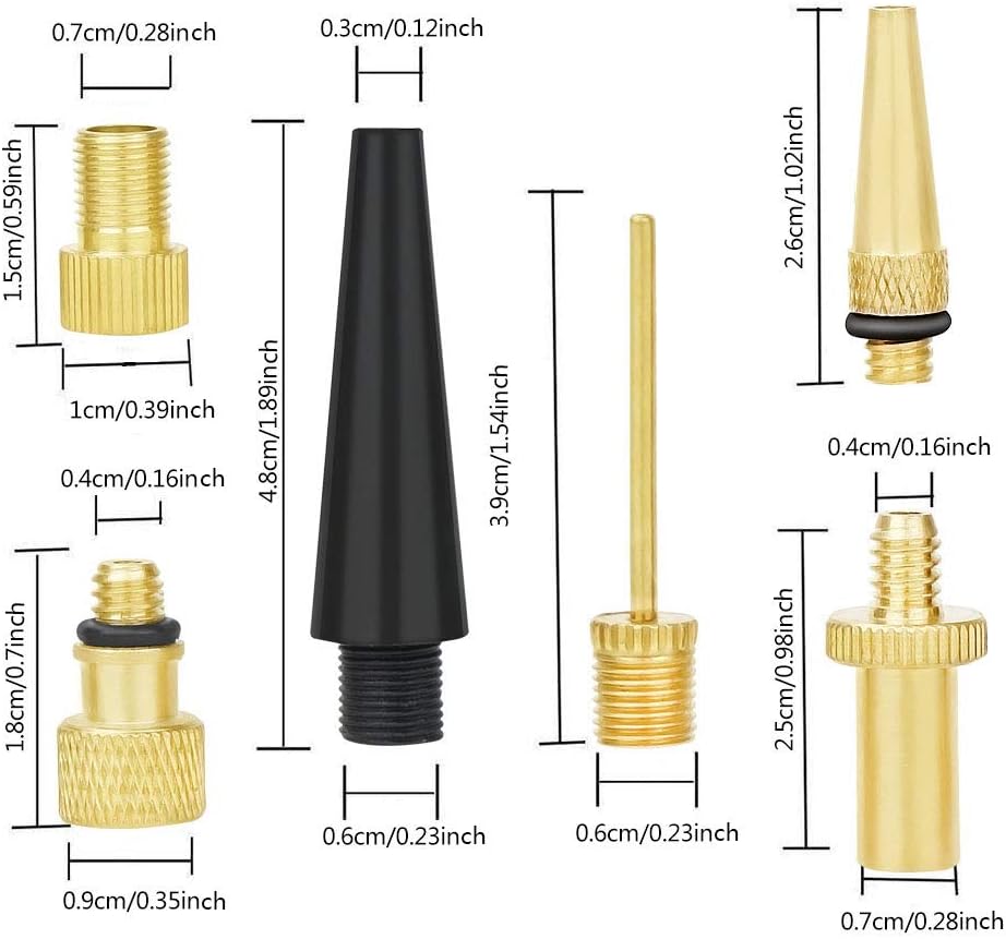 Hyacinth 16PCS Premium Brass Presta and Schrader Valve Adapter, Bike Tire Valve Adapters, Ball Pump Needle, Adapters Kit as Inflation Devices and Accessories fit for standard pump or Air Compressor : Sports & Outdoors