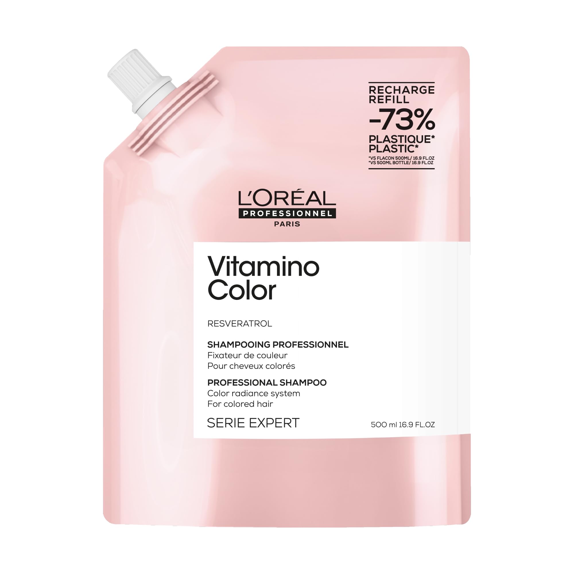 L’Oréal Professionnel Vitamino Color Shampoo Refill pack 500ml, Colour Protection and Shinier Stronger Hair, For Coloured Hair