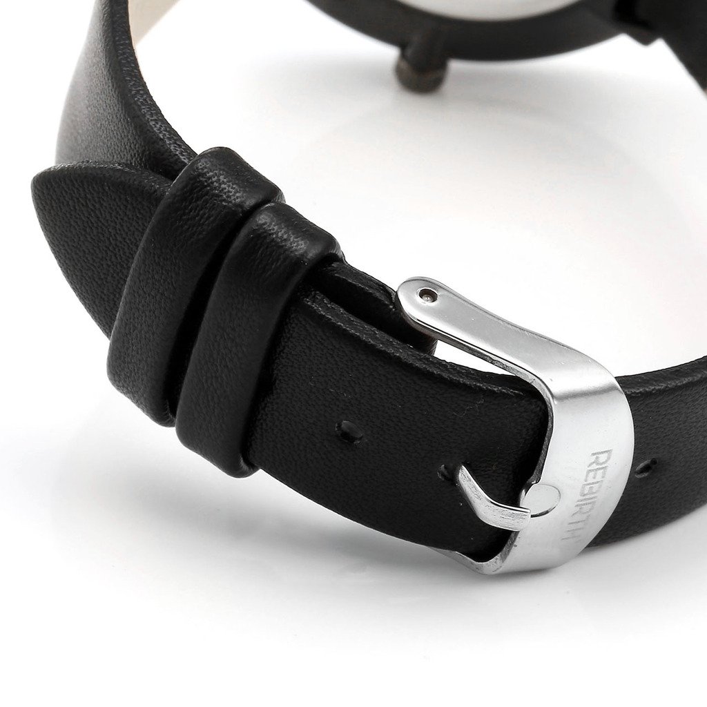 JSDDE Montre à Quartz Unisexe Mouvement Japonais Bracelet PU Style Simple Chic avec Calendrier Montre Etanche + Cadeau Boîtier Cadran Blanc Bracelet Noir