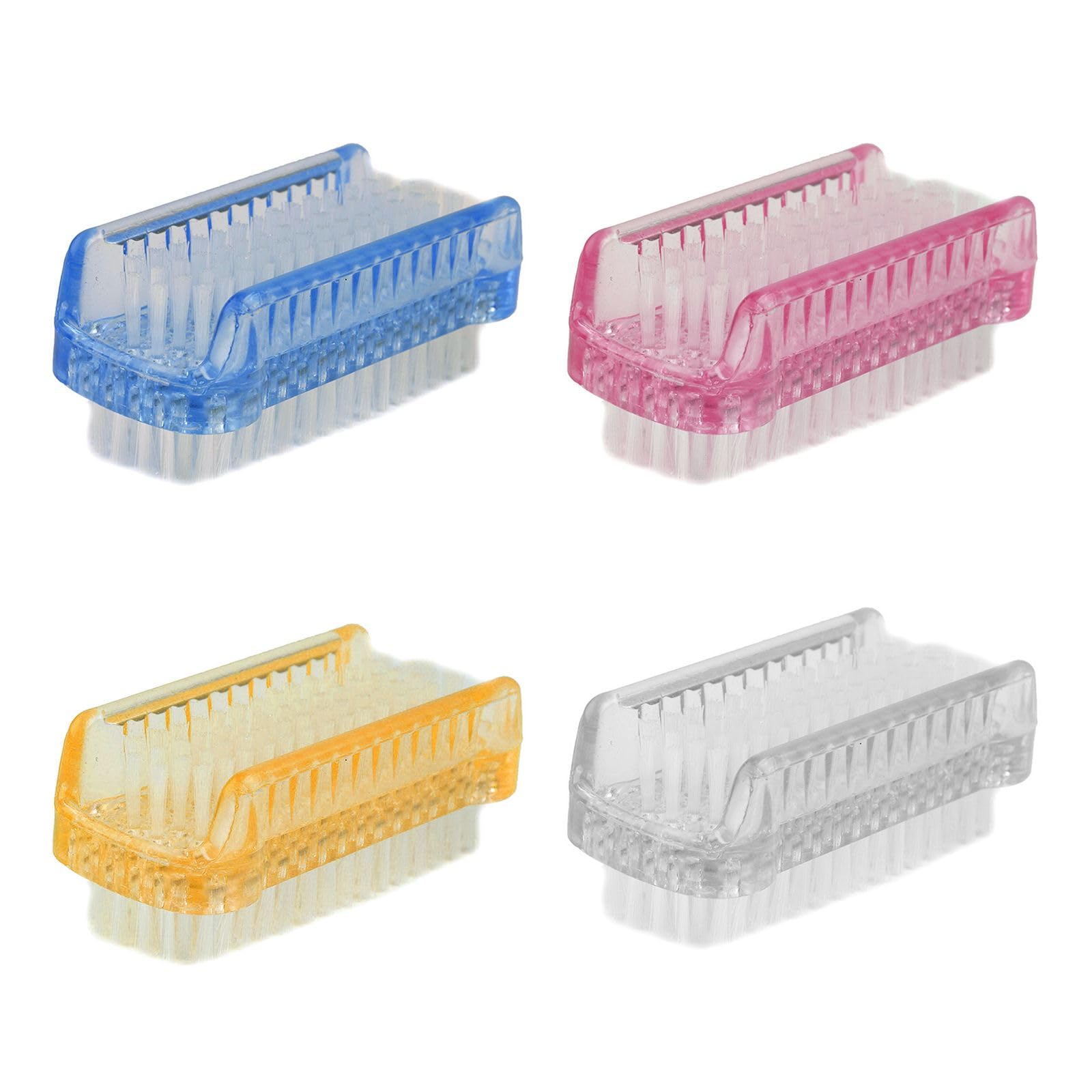 4 Pcs Nail Cleaning Brush - Double-Sided Plastic Handle Nail Scrubbing Brush for Hands, Toes, Nails - Multicolored Brushes for Home & Salon Use - White, Blue, Pink, Orange