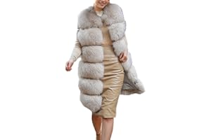 Lisa Colly Women's Faux Fox Fur Coat Jacket Winter Sleeveless Faux Fur Vest Outwear