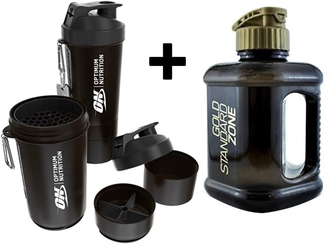 Optimum Nutrition 2 Litre Water Bottle Jug + Protein Shaker with Storage 600ml