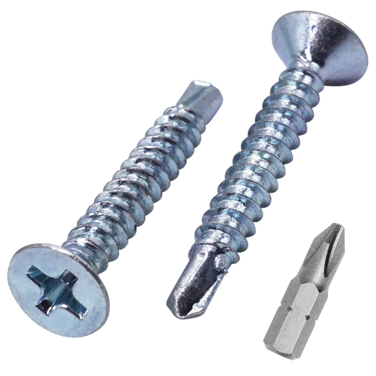 SKIR'CO (100 pcs) DIN 7504 P Zinc Plated Steel 3.5 x 25 mm Self-Drilling Screws For Metal, Sheet Metal Screw, Countersunk Head