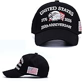 ZHUGLO 250th Anniversary Patriotic Baseball Cap (1776-2026) Embroidered USA Hat, Adjustable Unisex Bicentennial Gift