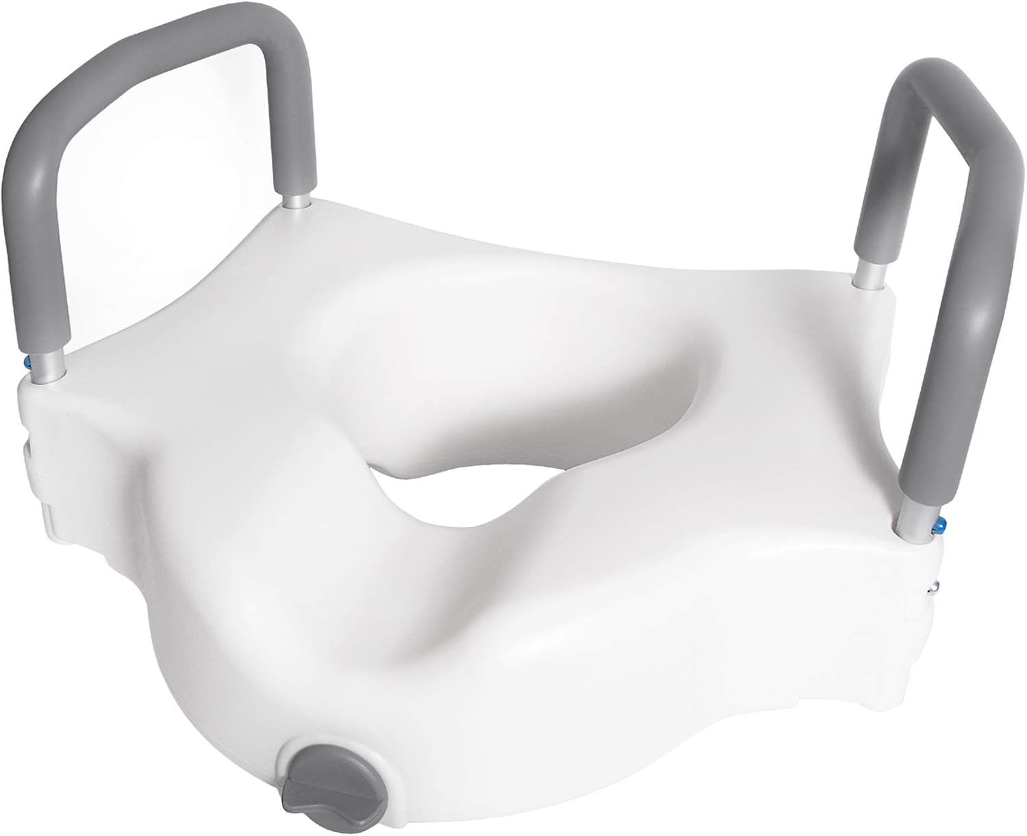 Vaunn Medical Elevated Raised Toilet Seat & Commode Booster Seat Riser with Removable Padded Grab bar Handles & Locking Mechanism: Health & Personal Care