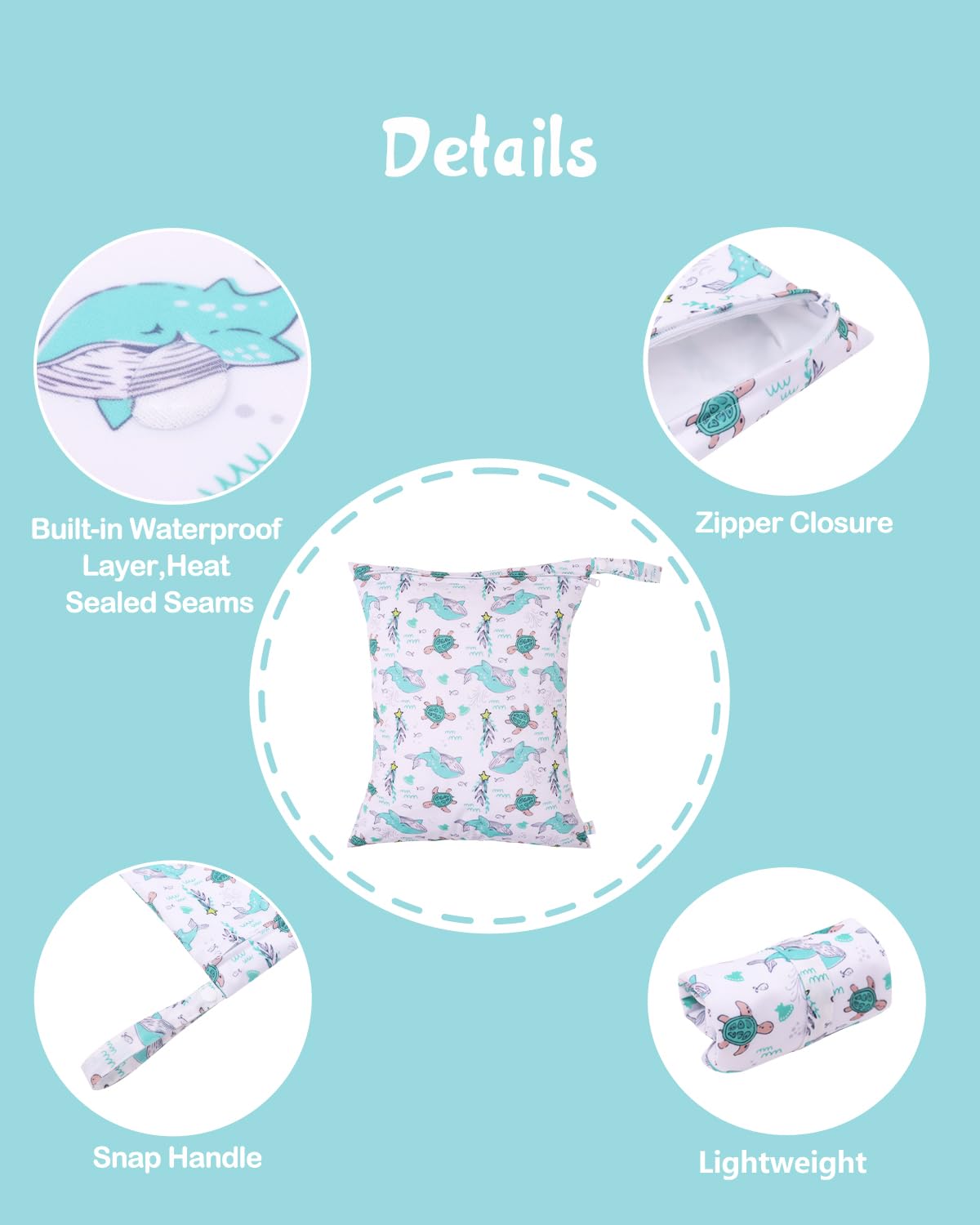 babygoal Reusable Swim Diapers with Wet Bag 4 Pack - Adjustable & Washable Water Diapers for 8M-3T Toddler Swimming Lessons-Animal Design