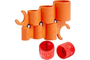 EDGNB 1/4'' - 1'' Depth Gauge with 2Pcs Pipe Deburring Tools Kit, 1/8'' to 1-5/8'' Inner Outer Reamer Pipe Tubing Chamfer Tool for PVC PPR Brass CPVC PE-RT Aluminum Pipe