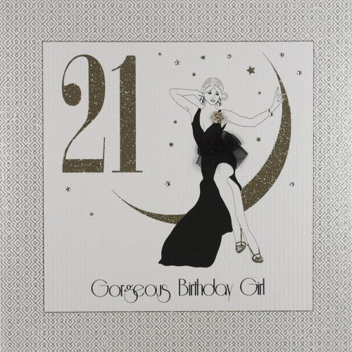 " 21st Gorgeous Birthday Girl " Large Handmade Birthday Card - GA2