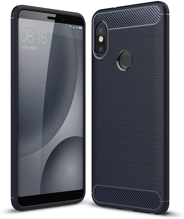 YANGJIE Phone Case For Xiaomi Redmi Note 5 Pro Brushed Texture Carbon Fiber Shockproof TPU Full-body Rugged Protective Back Cover Case(Black) Cell Phone Back Cover (Color : Navy Blue)
