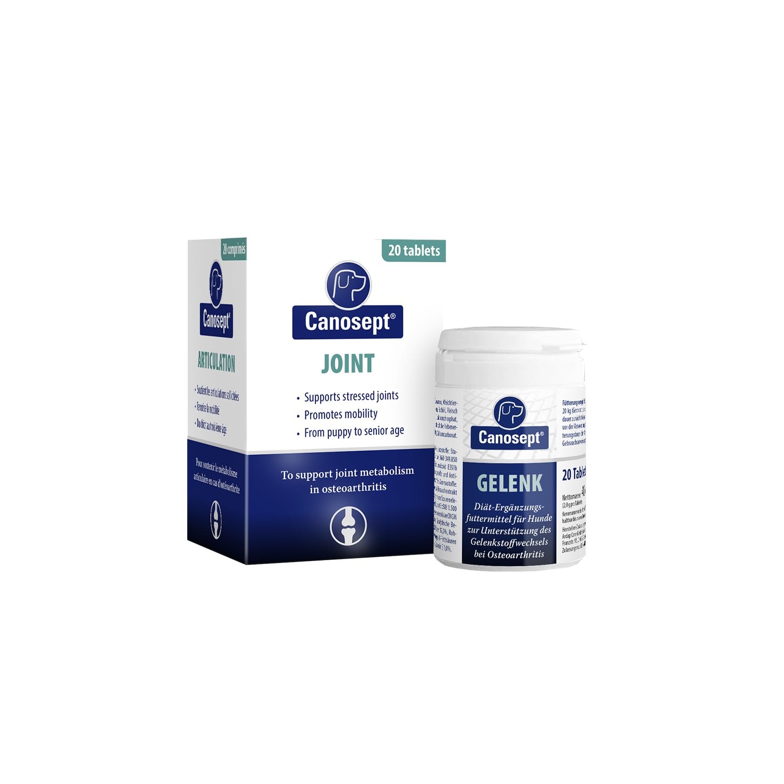 Canosept dog joint tablets - Joint Care for dogs - Unique formula: With green lipped mussel for dogs, glucosamine, omega 3 for dogs - hip and joint care for dogs - Excellent acceptance - 20 tablets
