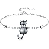 Sonouli Lab Grown Diamond Black Cat Bracelet Sterling Silver Cat Bracelet Jewelry Gift for Women