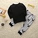 Canis Toddlers Baby Boys Clothes Set Long Sleeve Wild Boy T-Shirt Tops Pants Outfit Winter Spring (100(18-24M), Black+Grey)
