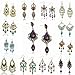 Multi VTG Floral Tassel Rhinestone Chandelier Dangle Hook Earrings (Pack of 2 Pair)