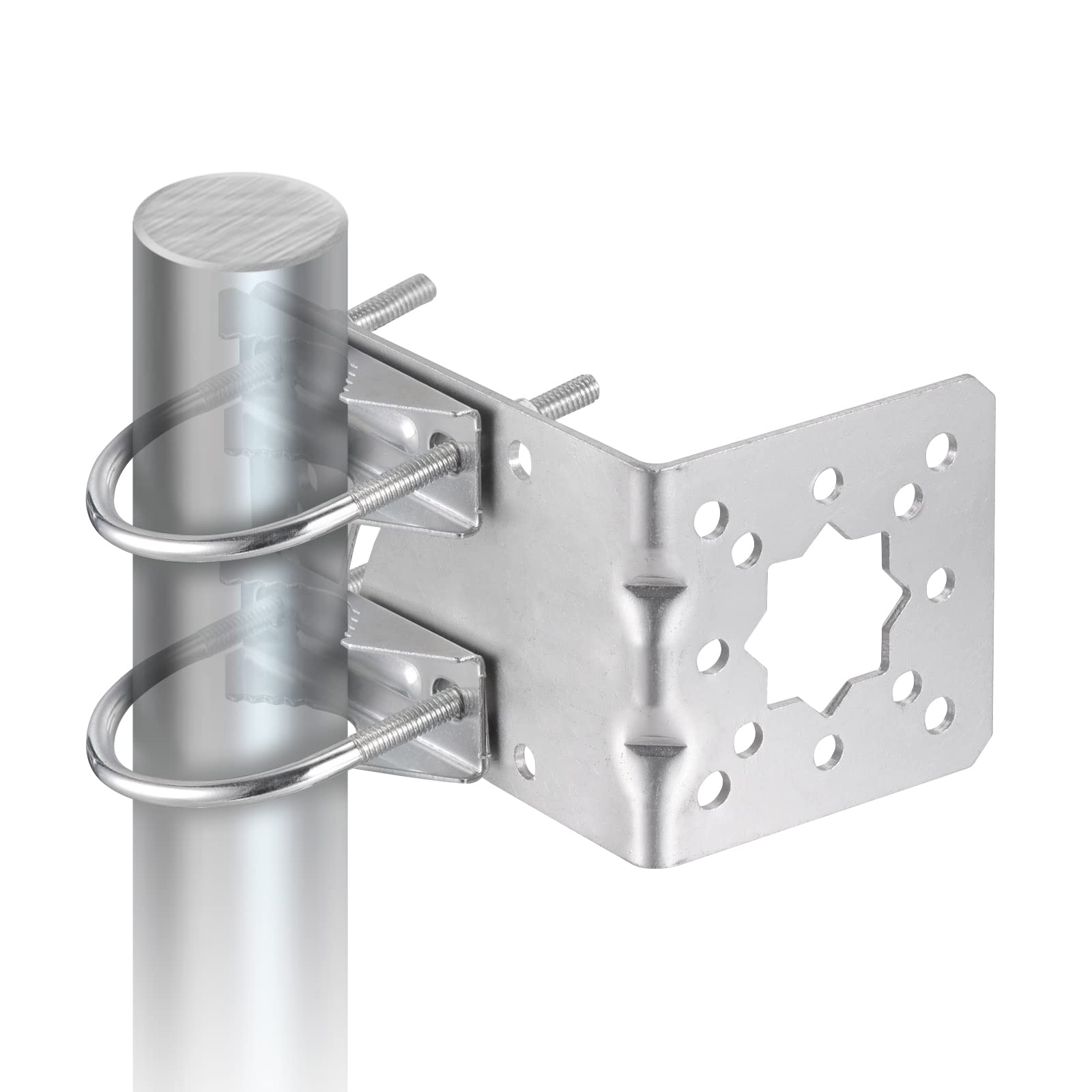 Eightwood L Jaw Antenna Holder with U Bolts Adjustable Angle Bracket Anti-Rust Finished suit for Multiple sizes Antenna Pipe Mount Bracket