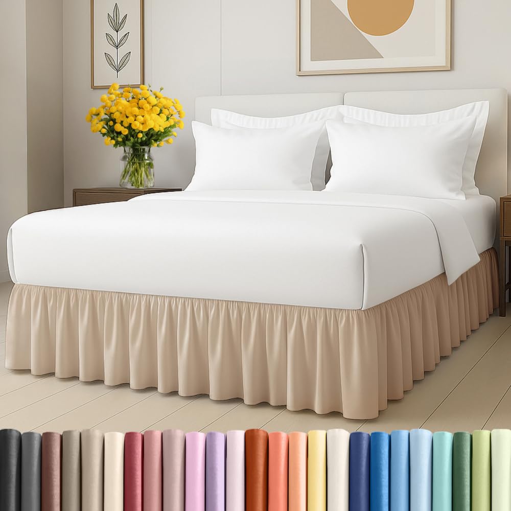 Photo 1 of Bedskirt Twin Size Ruffle - 15 inch Drop Dust Ruffle Bed Skirt with Platform - Ultra-Soft, Easy Fit, Premium Hotel Quality - Wrinkle, Fade & Shrink Resistant - for Women, Men, Kids and Teens - Cream