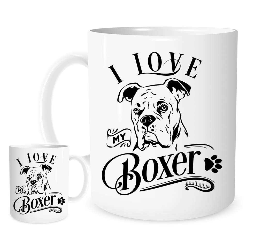 11OZ I Love My Boxer Mug,A Lovely Ceramic Gift Mug Featuring A Cute Boxer Dog