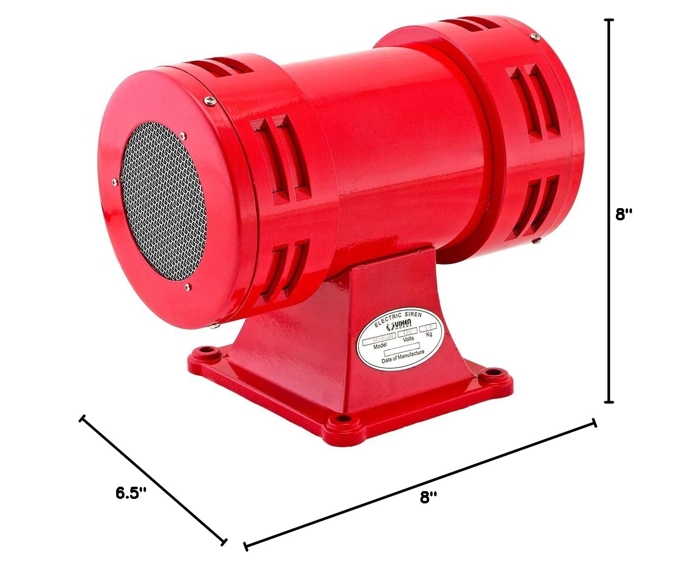 Vixen Horns Loud Air Raid Siren - Industrial Alarm Heavy Duty Electric Motor 120V, Fire Tornado Siren Horn (Omnidirectional, 116 dB, Range 1600 ft)