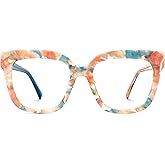 Zeelool Glasses Frame for Women, Square Fashion Eyeglasses Eyewear Frame with Non-prescription Clear Lens & Spring Hinges