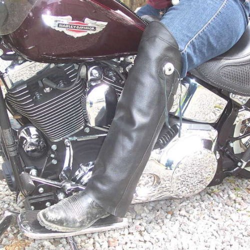Leather MOTORCYCLE Half CHAPS Short Gaiter Leg Warmers Leggins NEW