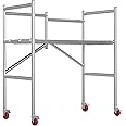 Scaffolding Work Platform, Rolling Scaffolding with Wheels, Scaffold for Building Construction, Interior Painting, Home Improvement（47.2" Height, 500LBS Capacity, Silver)