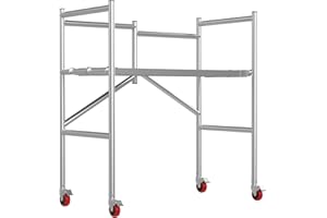 THOOUM Scaffolding Work Platform, Rolling Scaffolding with Wheels, Scaffold for Building Construction, Interior Painting, Home Improvement（47.2" Height, 500LBS Capacity, Silver)