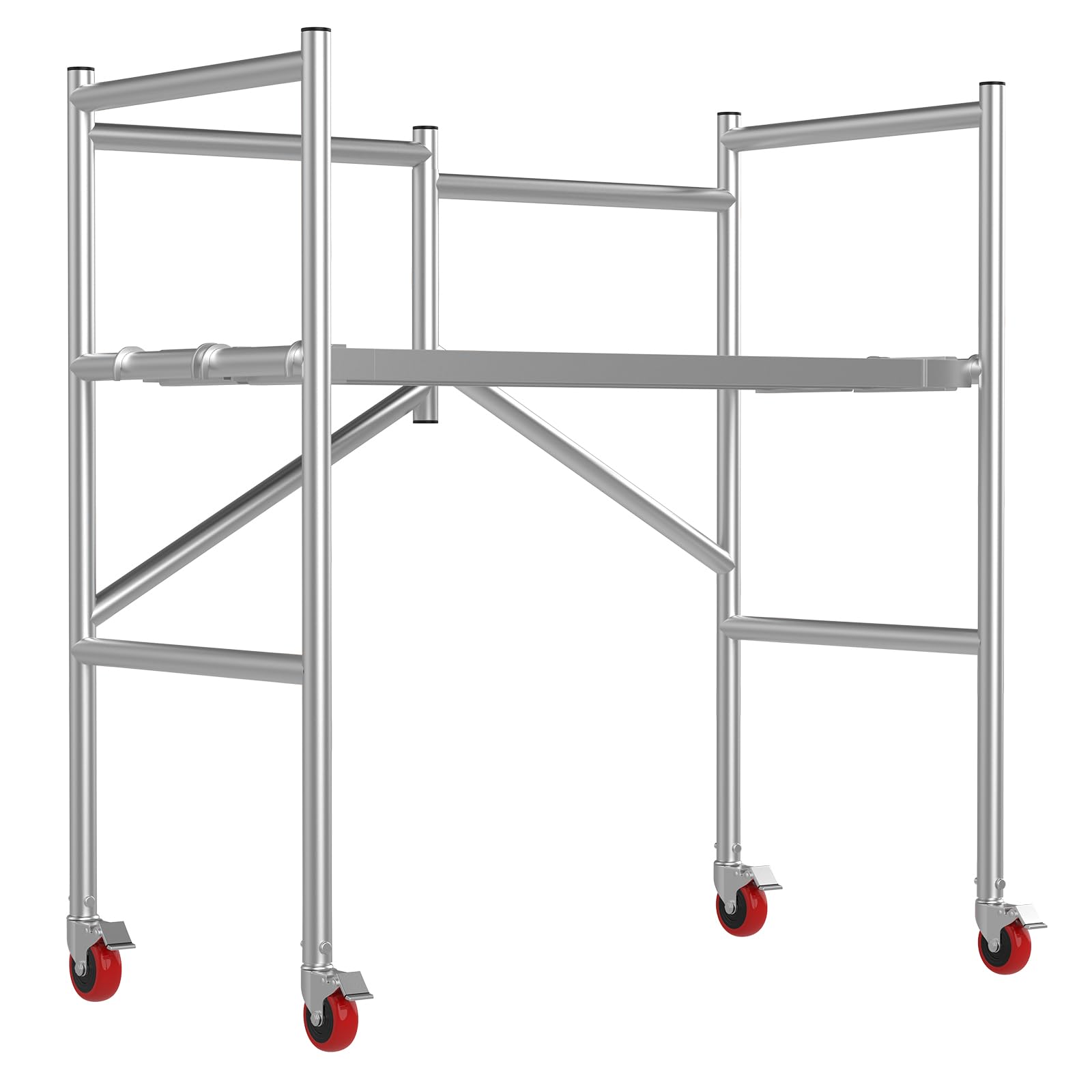 Photo 1 of Scaffolding Work Platform, Rolling Scaffolding with Wheels, Scaffold for Building Construction, Interior Painting, Home Improvement?47.2" Height, 500LBS Capacity, Silver)