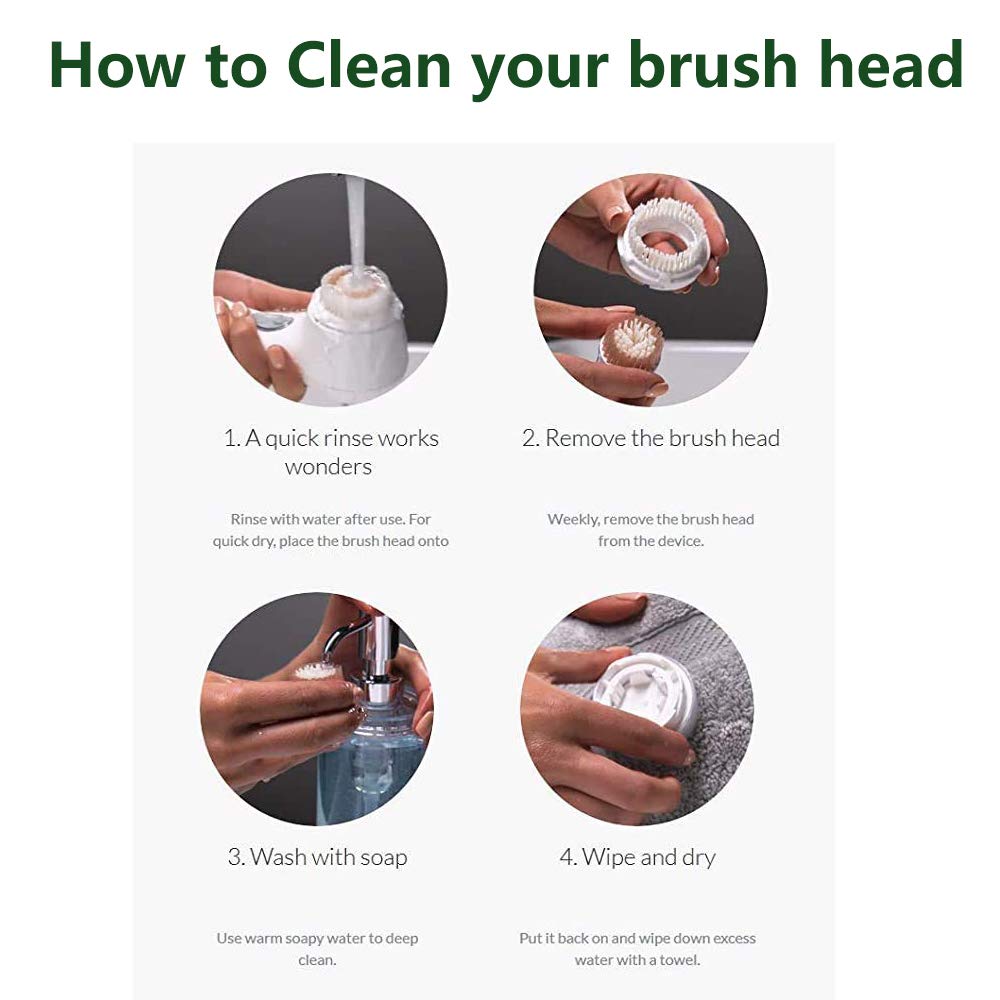 Replacement Facial Cleansing Brush Heads, Facial Cleansing Brush Head, Exfoliator Facial Brush Heads, for Acne Prone, Clogged and Enlarged Pores Skins (Green/2 Pack): Beauty