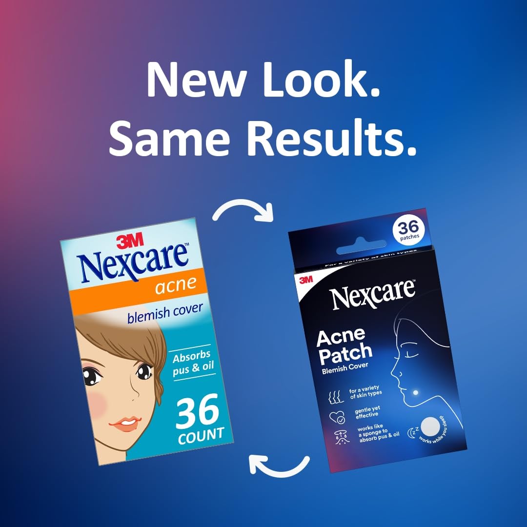 Nexcare Acne Cover, Skin Cover Absorbs Pus and Oil From Clogged Pores, Suitable Skincare for Most Skin Types - 36 Acne Covers