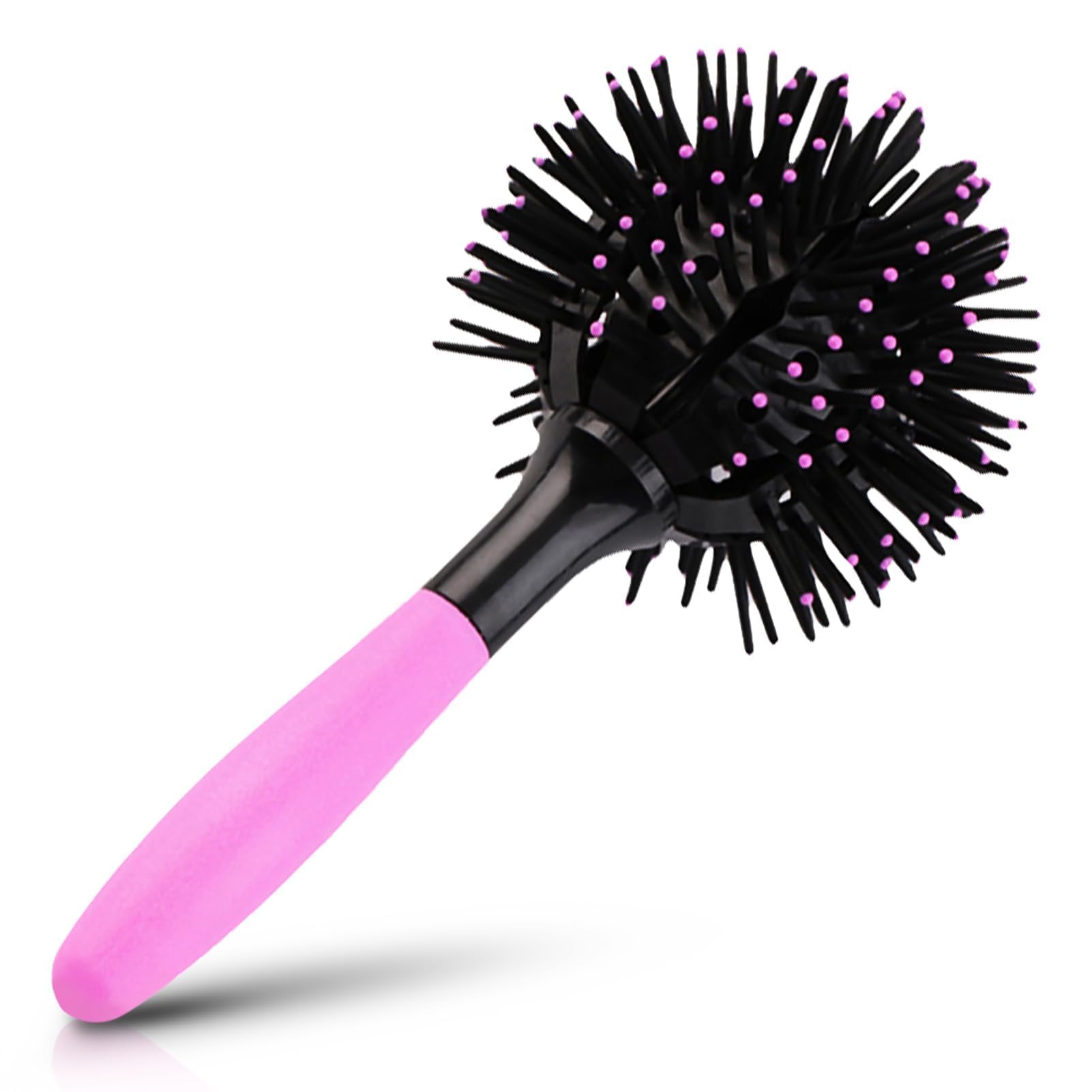 3D Comb Curl Hair Brush, 21.5cm / 8.5in 360 Degree Styling Round Hair Brushes Massage Spherical Shape Curling Hair Brush, 3D Round Hair Brushes for Women Blow Drying Detangling Hairbrush