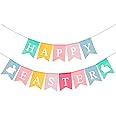 Happy Easter Banner Easter Chicken Egg Felt Happy Easter Bunny Banner Felt Easter Banner Garland for Easter Decorations, Spring Themed Party Favors Supplies, Happy Easter Day for Mantle Fireplace(2pc)