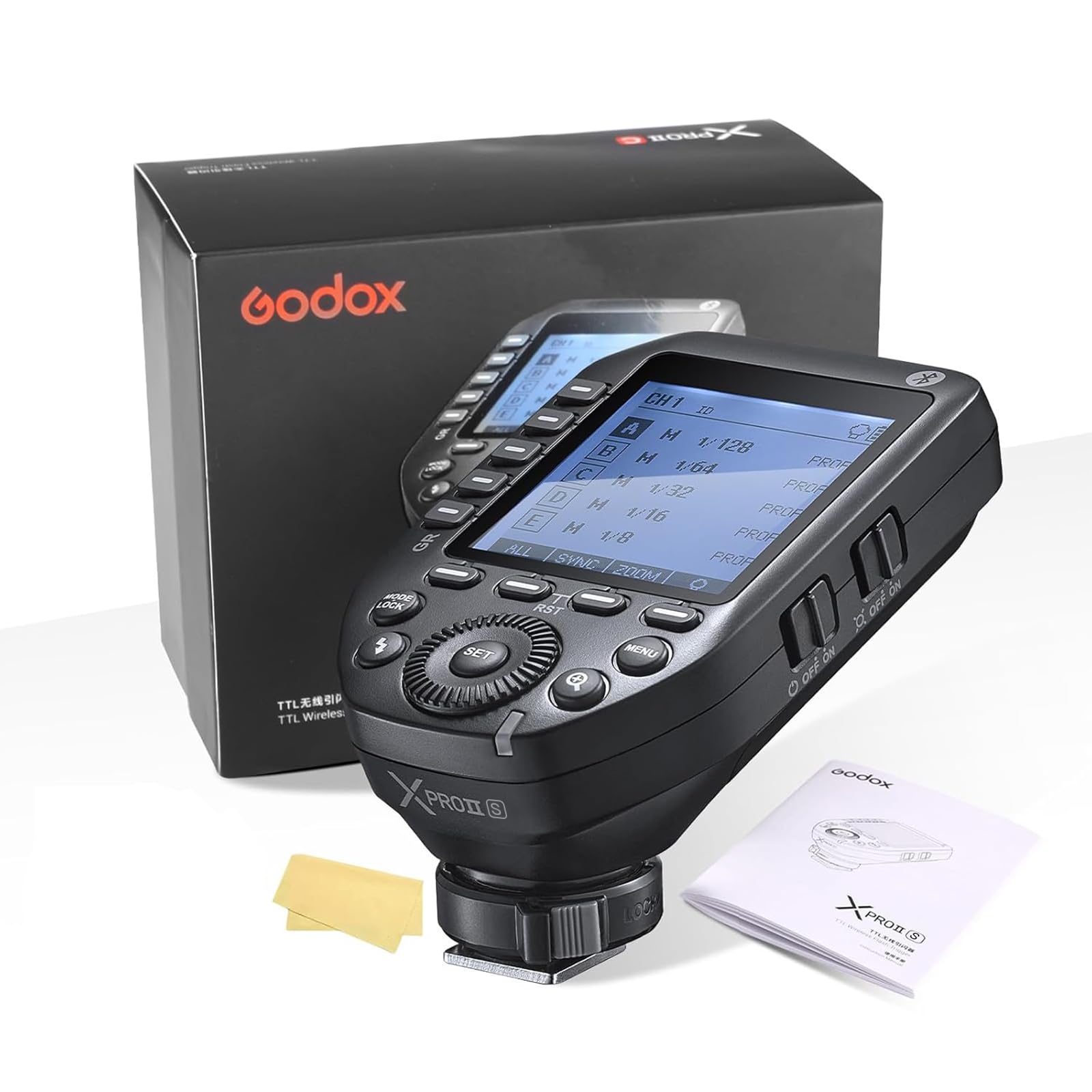 GODOX Xproii-S Flash Trigger, Wireless Remote Control for Sony, 2.4 GHz 1/8000s HSS TTL Conversion, Large LCD, Compatible with Sony Cameras, Bluetooth App Control