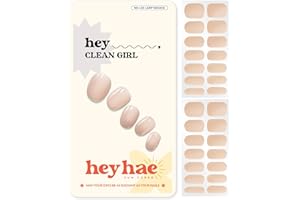 Heyhae Semi Cured Gel Nail Strips | Spring Nails No LED Lamp Needed Easy Apply & Remove | Includes 28 Strips, 1 Prep Pad, 1 Nail File & 1 Wooden Stick - Hey, Clean Girl