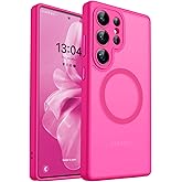 CANSHN Designed for Samsung Galaxy S25 Ultra Case (2025) [Full Camera Protection] [Compatible with Magsafe] Translucent Matte Back Protective Phone Cover, Hot Pink