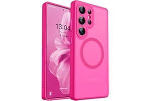CANSHN Designed for Samsung Galaxy S25 Ultra Case (2025) [Full Camera Protection] [Compatible with Magsafe] Translucent Matte Back Protective Phone Cover, Hot Pink