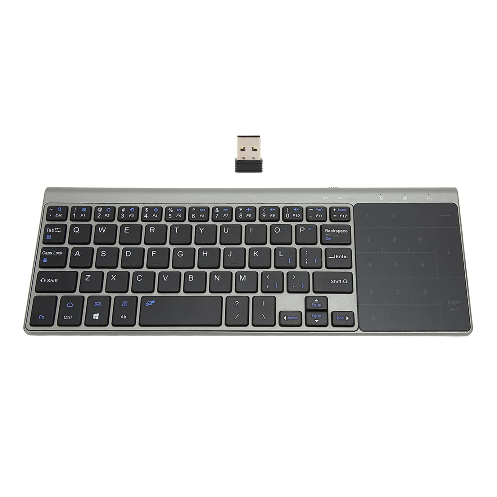 Zunate Wireless Keyboard Touchpad with Touchpad,2.4G Wireless QWERTY Keyboard with Trackpad,Portable Ultra-thin Ergonomic Typewriter,for Computer Laptop Tablet