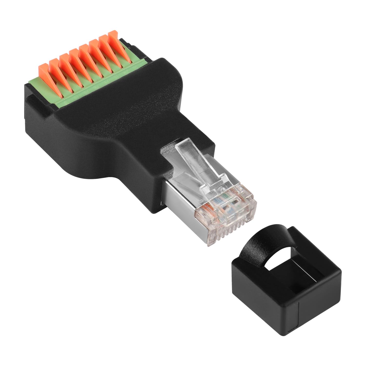 QIANRENON RJ45 Male Quick Connect Solderless Adaptor RJ45 Male to 8Pin Crimp Terminal Network Connector RJ45 Spring Crimp Terminal Plug, for Quick Field Installation of CAT6A Ethernet Patch Cable