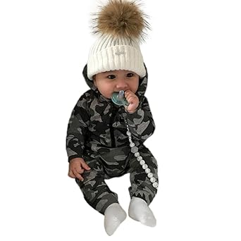 Prevently Babyoverall Baby Camouflage Kapuzen Longsleeve Jumpsuit Infant Baby Jungen Mädchen Camouflage Print Hooded Strample