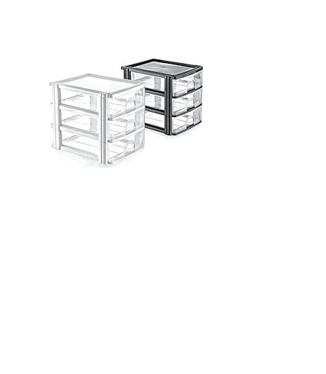 Crazygadget A4 Plastic Drawer Unit Organiser 3 Drawer Black