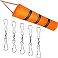 Blulu Windsock Dual Swivel Clip Kit 1 Piece Airport Windsock Orange Wind Sock Bag with Reflective Belt and 5 Dual Swivel Clips for Wind Direction and Strength Indicating